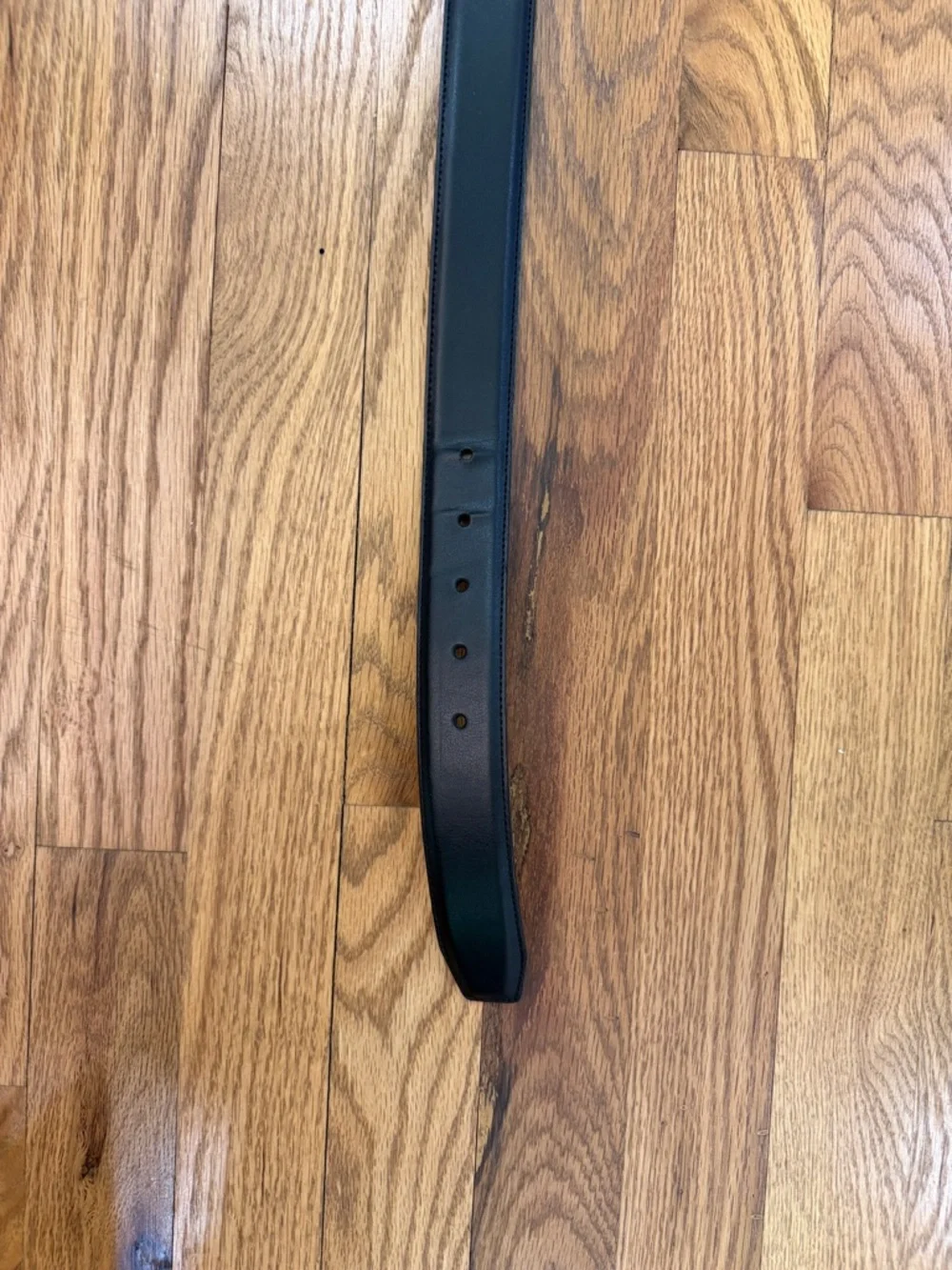 Lauren Ralph Lauren Black Leather Belt with Silver Buckle, 42